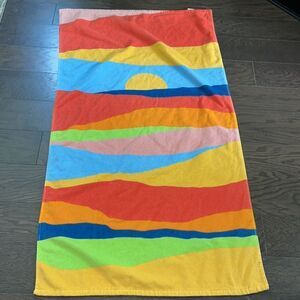 Vintage sun Squad retro rainbow stripe multicolor layered LA Beach Towel